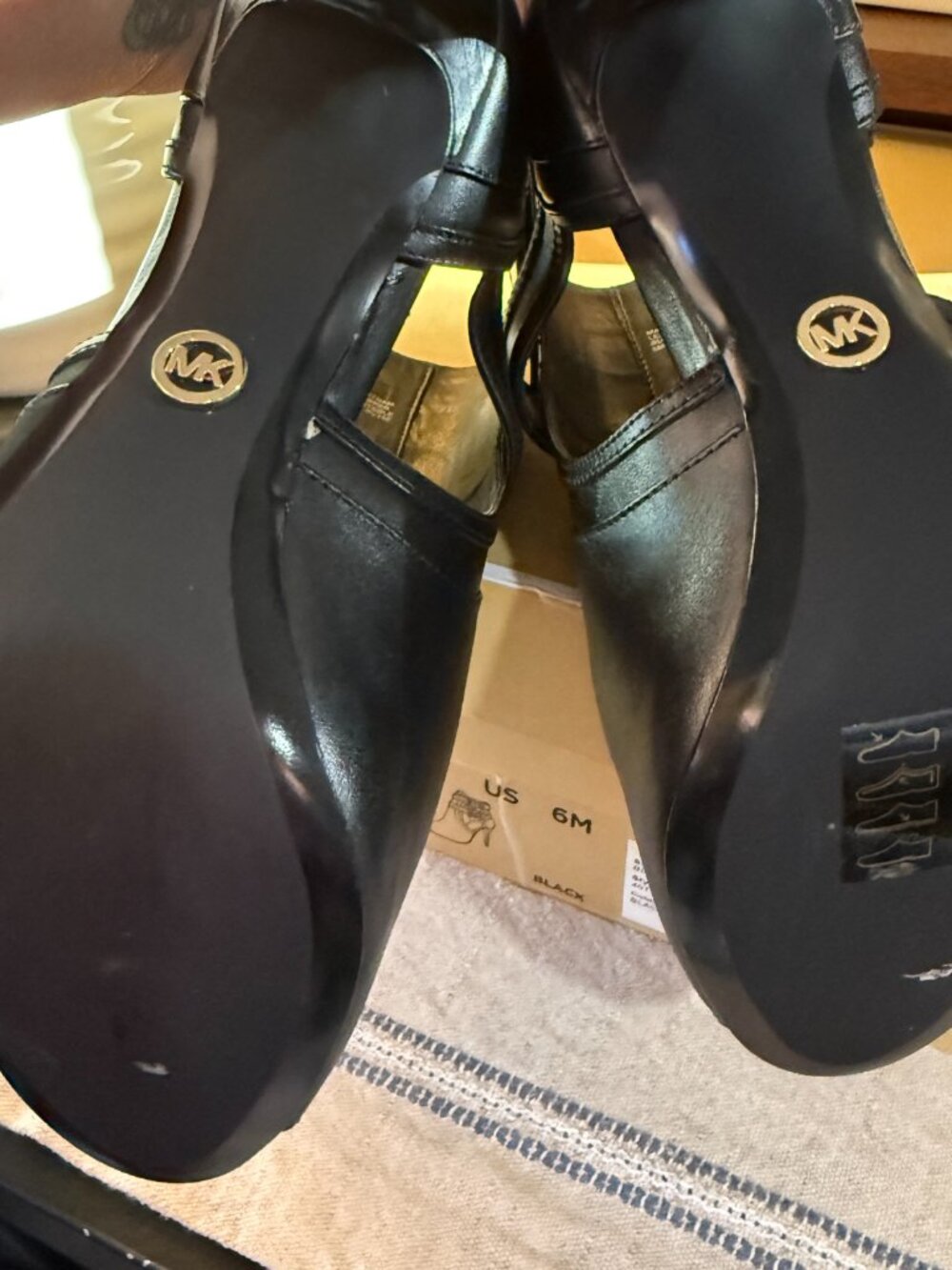 NWOT Michael Kors Blaze Open Toe Leather Booties |Black |Size 6 |Buckle Stiletto - Picture 7 of 7